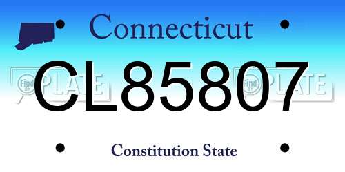 CL85807 Connecticut License Plate