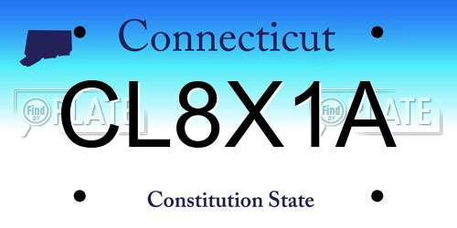 CL8X1A Connecticut License Plate