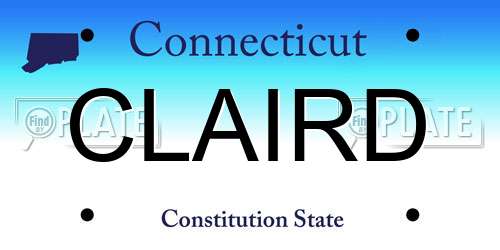 CLAIRD Connecticut License Plate