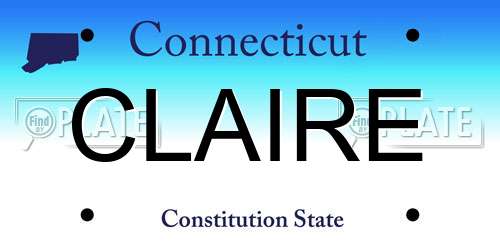 CLAIRE Connecticut License Plate