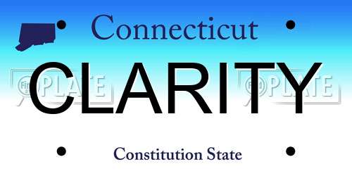 CLARITY Connecticut License Plate