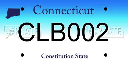 CLB002 Connecticut License Plate