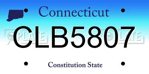 CLB5807 Connecticut License Plate