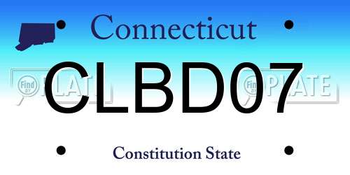 CLBD07 Connecticut License Plate