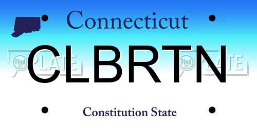 CLBRTN Connecticut License Plate