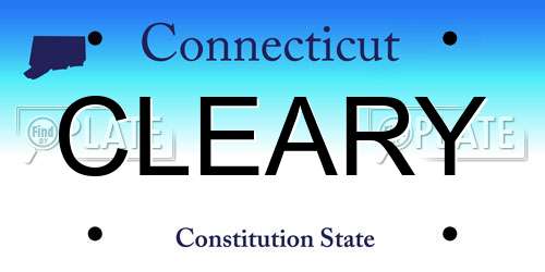 CLEARY Connecticut License Plate