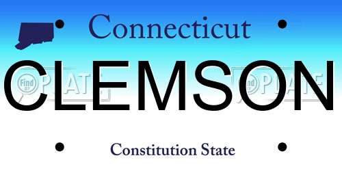 CLEMSON Connecticut License Plate