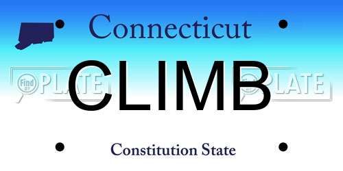 CLIMB Connecticut License Plate