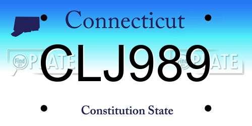 CLJ989 Connecticut License Plate