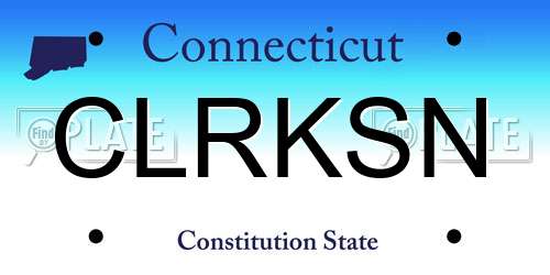 CLRKSN Connecticut License Plate