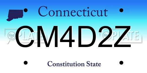 CM4D2Z Connecticut License Plate