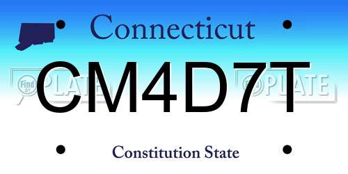 CM4D7T Connecticut License Plate