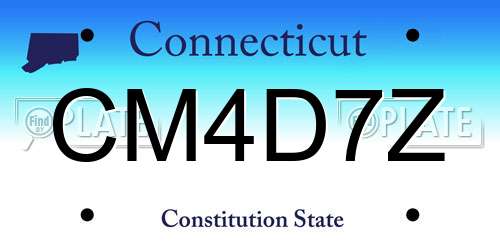 CM4D7Z Connecticut License Plate