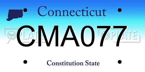 CMA077 Connecticut License Plate