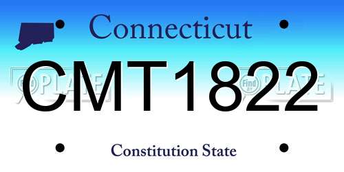 CMT1822 Connecticut License Plate