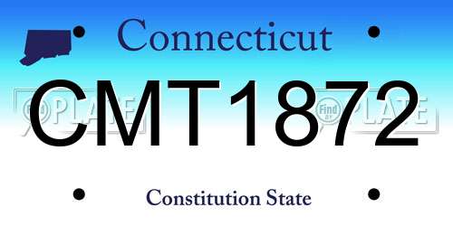 CMT1872 Connecticut License Plate