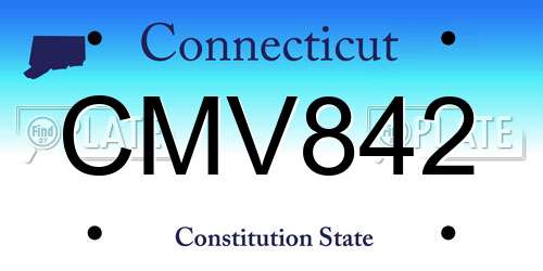 CMV842 Connecticut License Plate