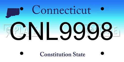 CNL9998 Connecticut License Plate