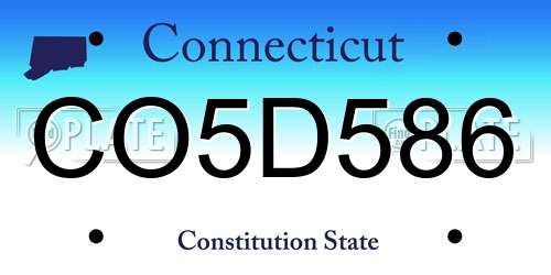 CO5D586 Connecticut License Plate