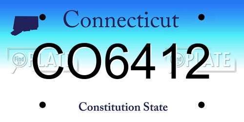 CO6412 Connecticut License Plate