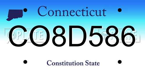 CO8D586 Connecticut License Plate