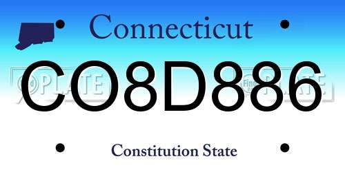 CO8D886 Connecticut License Plate