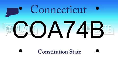 COA74B Connecticut License Plate