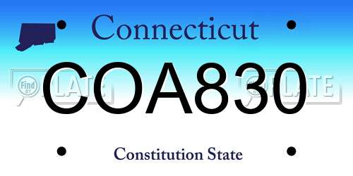 COA830 Connecticut License Plate