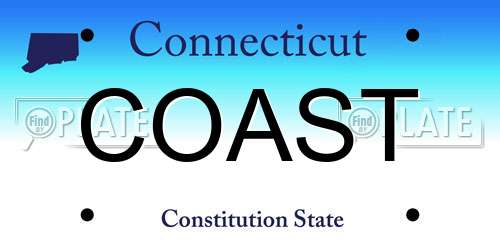 COAST Connecticut License Plate