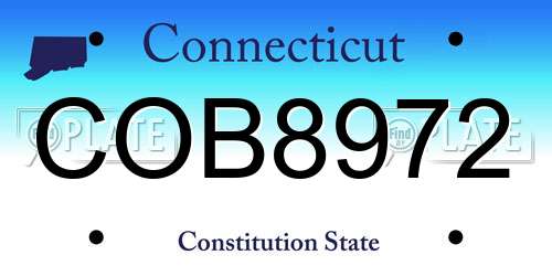 COB8972 Connecticut License Plate