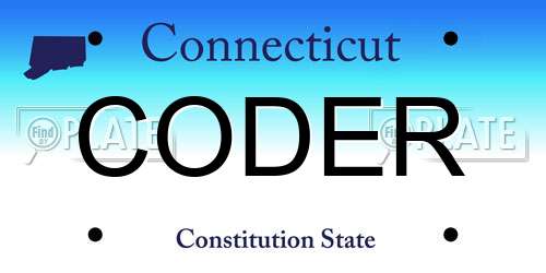 CODER Connecticut License Plate