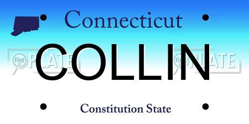 COLLIN Connecticut License Plate