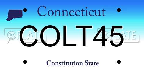 COLT45 Connecticut License Plate