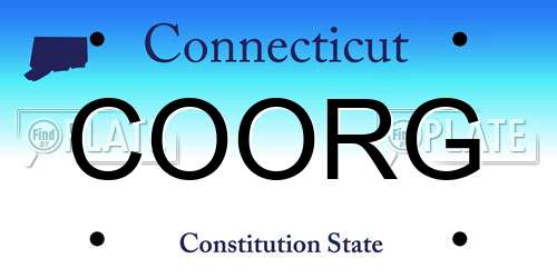 COORG Connecticut License Plate