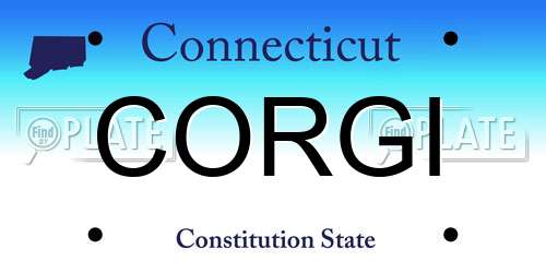 CORGI Connecticut License Plate