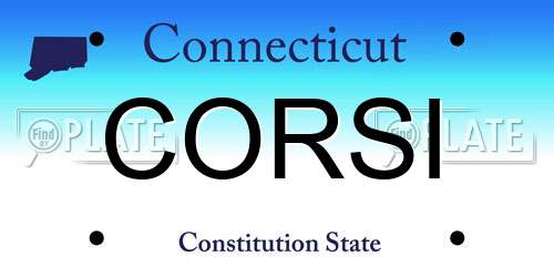 CORSI Connecticut License Plate