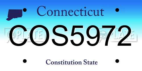 COS5972 Connecticut License Plate