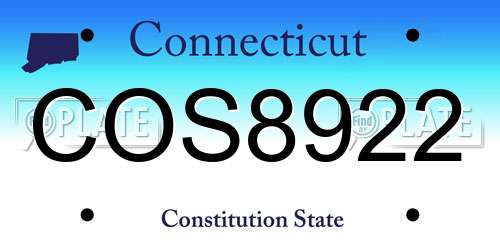 COS8922 Connecticut License Plate