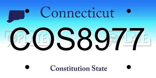 COS8977 Connecticut License Plate