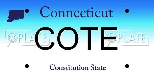 COTE Connecticut License Plate