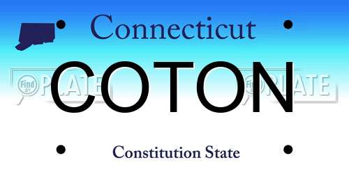 COTON Connecticut License Plate