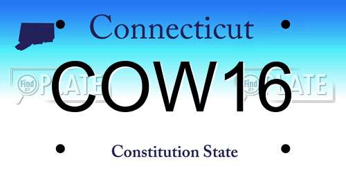 COW16 Connecticut License Plate