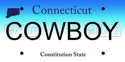 COWBOY Connecticut License Plate