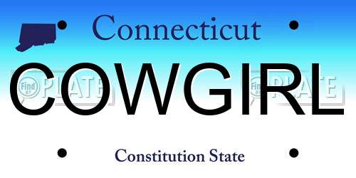 COWGIRL Connecticut License Plate