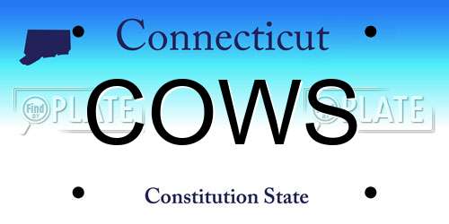 COWS Connecticut License Plate