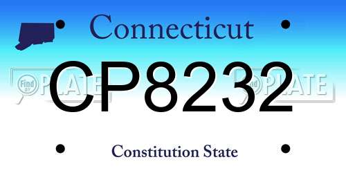 CP8232 Connecticut License Plate