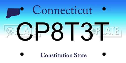 CP8T3T Connecticut License Plate
