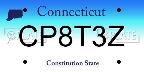 CP8T3Z Connecticut License Plate