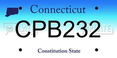 CPB232 Connecticut License Plate