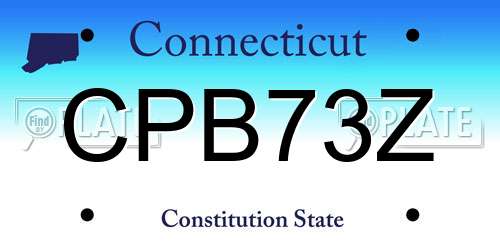 CPB73Z Connecticut License Plate